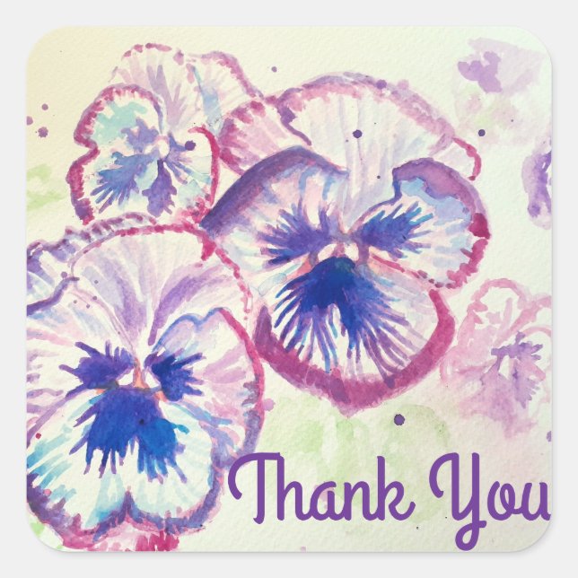 Pansy Stiefmütterchen Lila Blume Floral Pink Viele Quadratischer Aufkleber (Vorderseite)
