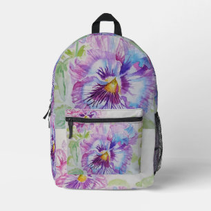 Pansy Stiefmütterchen Lila Wasserfarben Girls Ruck Bedruckter Rucksack