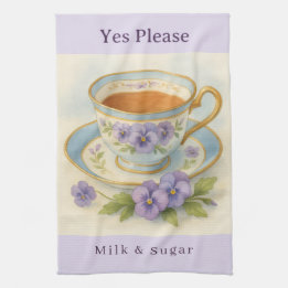 Pansy Teacup Tea Towel | Yes Please Milk & Sugar Geschirrtuch