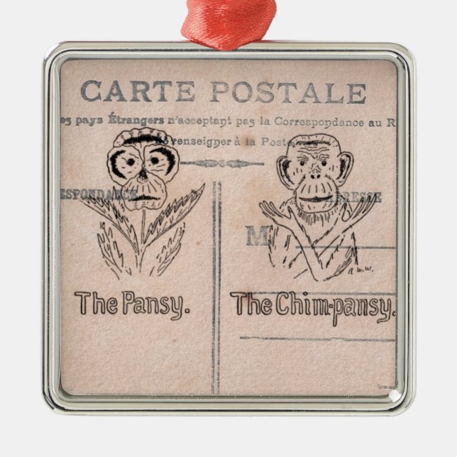 Pansy und Chimp Spaß Ornament Aus Metall (Vorne)