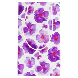 Pansy viola lila weiße Aquarelltasche Kleine Geschenktüte