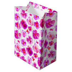 Pansy viola rosa Aquarelltasche Mittlere Geschenktüte