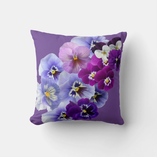 Pansy violet Carré Floral Coussin (Recto)
