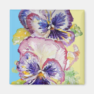 Pansy Wasserfarbmuster auf rosa und blassgelb Magnet