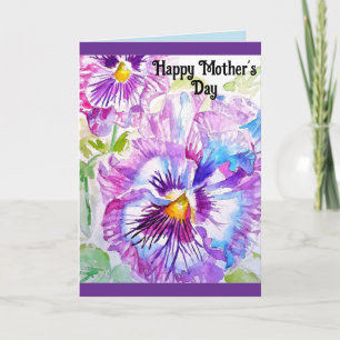 Pansy Watercolor Blume Floral Mütter Tageskarte Karte