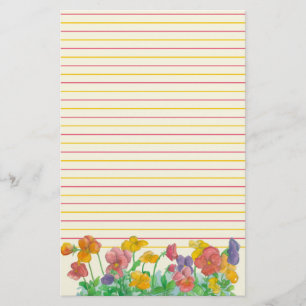 Pansy Watercolor Blume Rot Gelb Linde Briefpapier