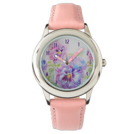 Pansy Watercolor Malerei Lila Kunst Blume Florenz Armbanduhr
