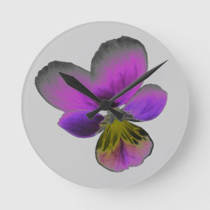 Pansy Wild Dark Purple Wall Clock Runde Wanduhr