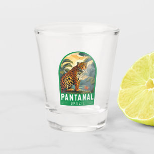 Pantanal Brasilien Jaguar Reise Kunst Vintage Schnapsglas