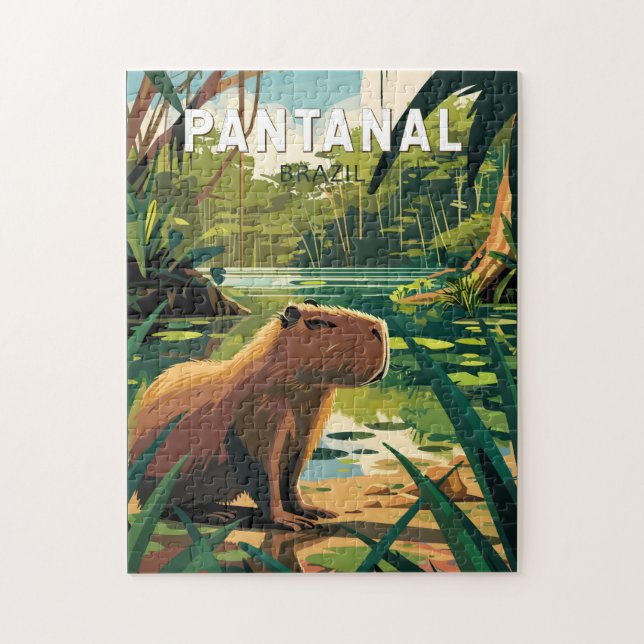 Pantanal Brazil Capybara Art Vintag (Vertikal)