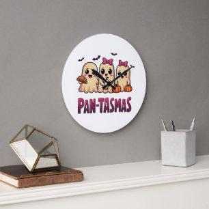 Pantasmas Funny Ghost Groovy Retro Halloween Große Wanduhr