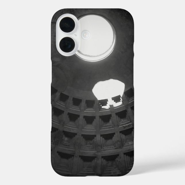 Pantheon Light Skull Rom Italien Schwarz-Weiß iPhone 16 Hülle (Rückseite)