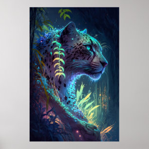 Panther Animal Portrait Painting Wildlife Poster
