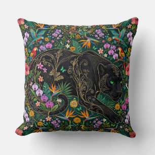 Panther auf der Pirsch Surrealer Dschungel Kissen