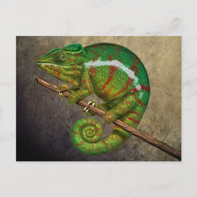 Panther Chameleon Digitales Gemälde Postkarte (Vorderseite)
