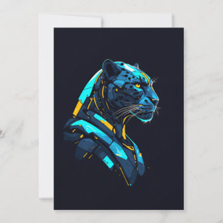 Panther Cyberpunk Mecha Schwarzer Panther Neon Einladung