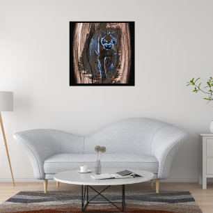 Panther, der aus dem Holz kommt - Panther Fotodruck