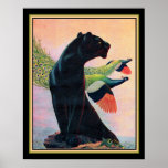 Panther & Flying Peacocks Art Deco Print-16x20 Poster<br><div class="desc">Atemberaubende Art Deco Druck von schwarzem Panther mit fliegenden Pfauen. ca. 1937- von Jack Murray</div>