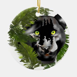 Panther im Laub Keramikornament