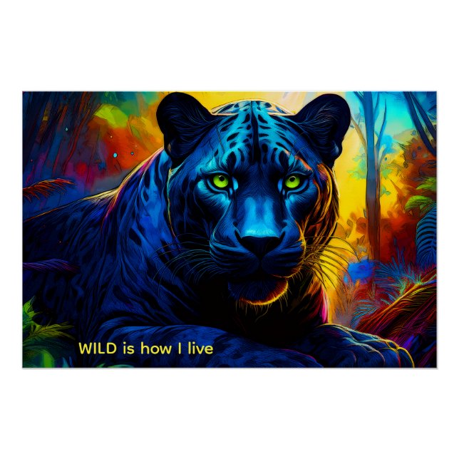 PANTHER in WILD Farbe Poster (Vorderseite)