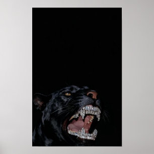 Panther mit diamantbesetzten Zähnen Poster