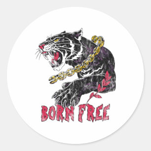Panther mit Kette Black History Month Afroamerikan Runder Aufkleber