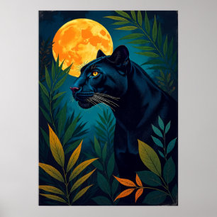 Panther Mondlicht-Dschungel-Kunst Poster