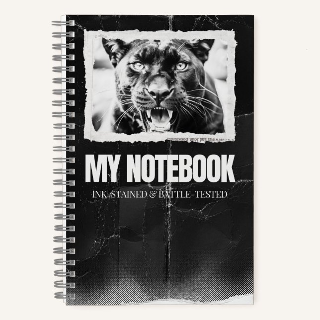 Panther Notebook mit Grunge Design Notizbuch (Vorderseite)