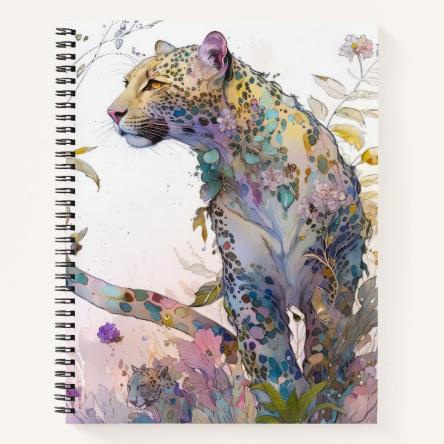 Panther Portrait Animal Painting Wildlife Forest Notizbuch (Vorderseite)