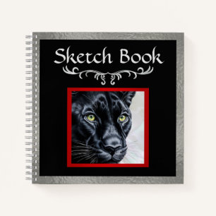 Panther Sketch, Silber-Grenz-Hardcover-Skizze Notizbuch