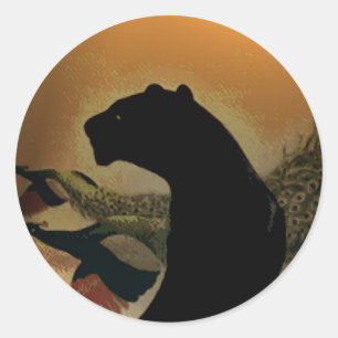 Panther-Sonnenuntergang-Aufkleber Runder Aufkleber