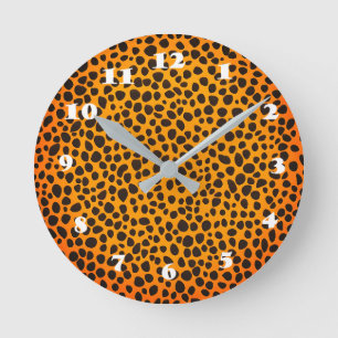 Panther Spots Tierhautmuster Runde Wanduhr