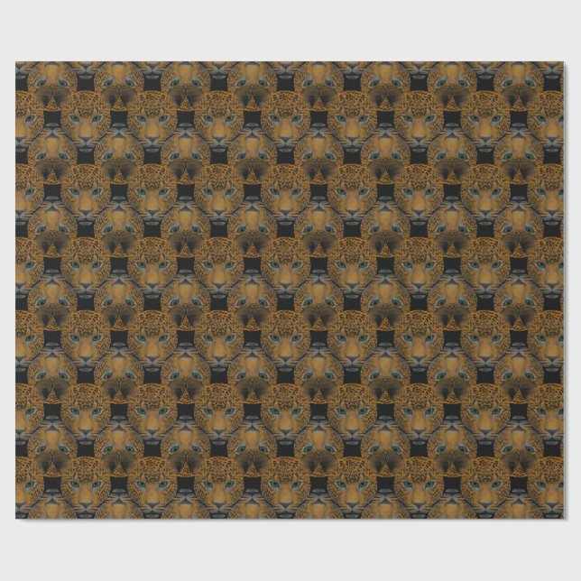 Panther Tile Pattern Wrapping Paper Geschenkpapier (Flach)