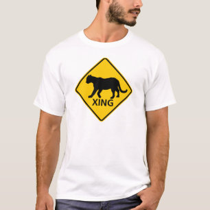 Panther-Überfahrt-Landstraßen-Zeichen T-Shirt