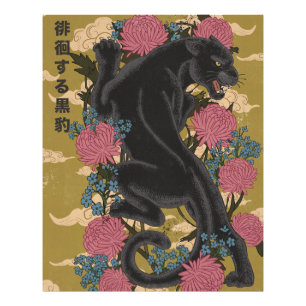 Panther unter den Blumen Fotodruck