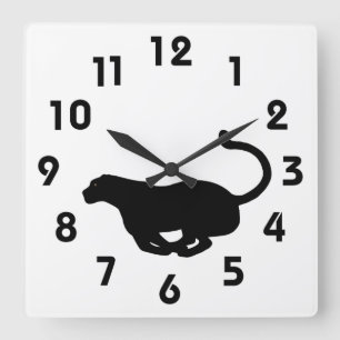 Panther Wall Clock Quadratische Wanduhr