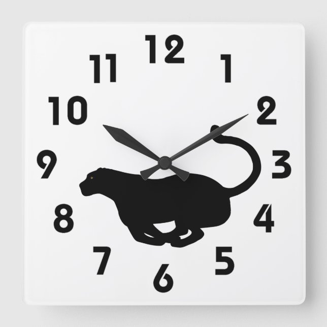 Panther Wall Clock Quadratische Wanduhr (Vorderseite)