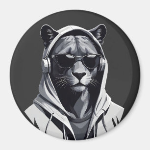 Panther Wearing Hoodie Funny Coole Tierart Magnet