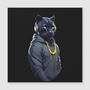 Panther Wearing Hoodie Funny Coole Tierart Magnetkarte