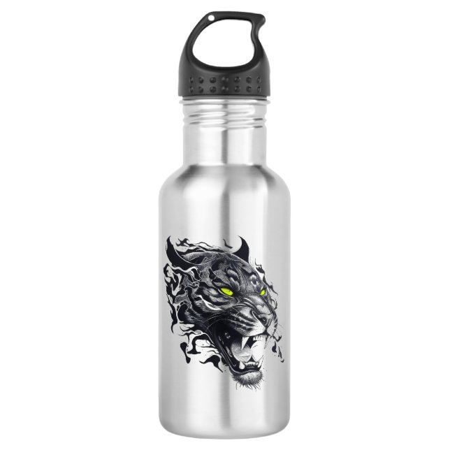 Panther Wild Animal Nature Illustration Kunst, Dic Edelstahlflasche (Vorderseite)