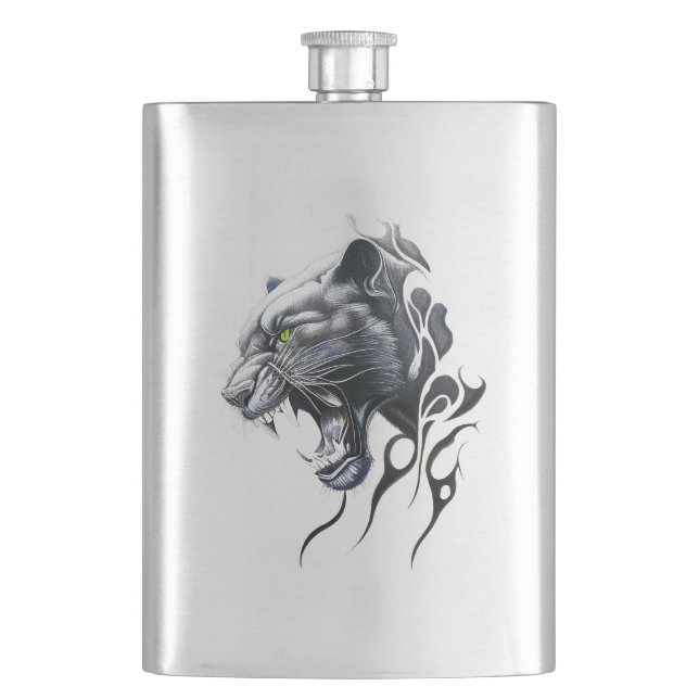 Panther Wild Animal Nature Illustration Kunst, Dic Flachmann (Vorderseite)
