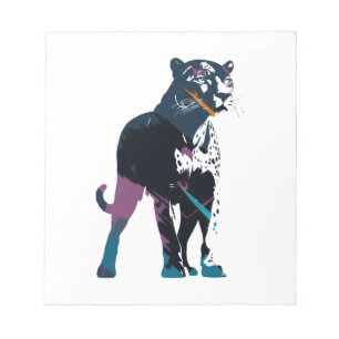 Panther Wildlife Nature Illustration Silhouette Notizblock