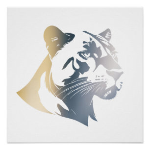 Panther Wildlife Nature Illustration Silhouette Poster