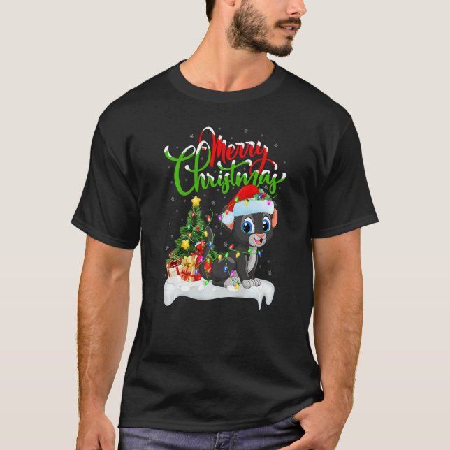 Panther  Xmas Decorations Santa Panther Christmas T-Shirt (Vorderseite)