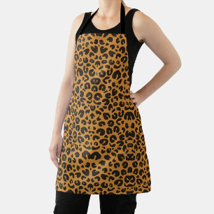 Pantherprint-Schürze mit schwarzen Trägern Schürze