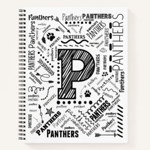 Panthers Word Cloud 8.5" x 11" Spiral Notebook Notizbuch