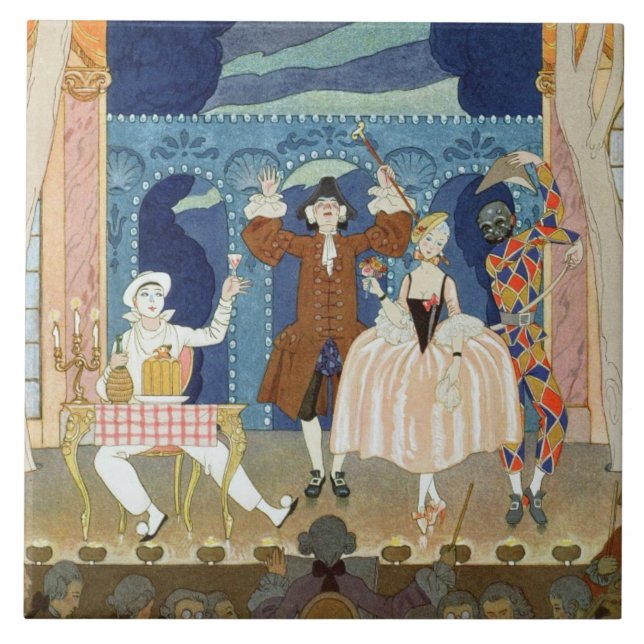 Pantomime Bühne, Illustration für 'Partys Galantes Fliese (Vorderseite)