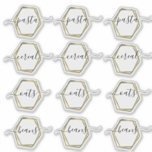 Pantry-Organisation Faux-Gold Geometrische Schrift Aufkleber