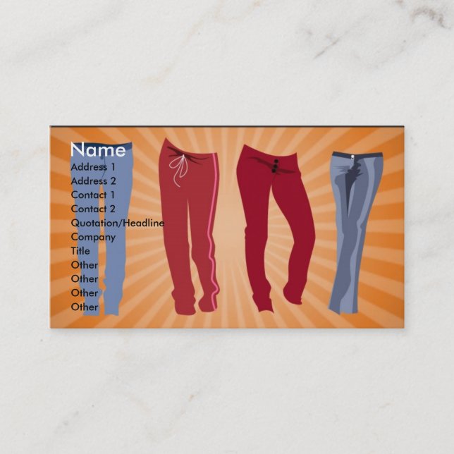 pants_100106_large, Name, Adresse 1, Adresse 2,... Visitenkarte (Vorderseite)