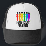 Pantsuit Nation Rainbow Women Truckerkappe<br><div class="desc">Eine Reihe von starken Frauen in Regenbogenfarben rot,  orange,  gelb,  grün,  blau und lila stehend auf den Worten Pantsuit Nation. Ich stehe immer noch bei Hillary und allem,  was die demokratische Plattform repräsentiert. Stolz für Gleichheit und Fortschritt mit diesem phantastischen feministischen Shirt!</div>